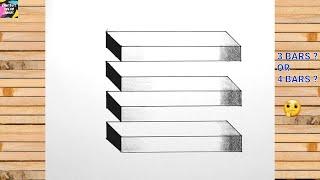 How to draw 3d bars - simple optical illusion art || Easy optical illusion drawing tutorial