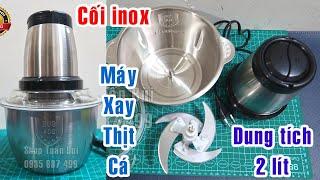 Máy xay thịt, cá, củ, quả Food, cối inox 304, dung tích 2L, 4 lưỡi dao