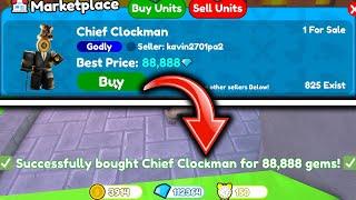 I BOUGHT A NEW CHIEF CLOCKMAN!!FOR 88k gems⏱️NEW UPDATE!  | Roblox Toilet Tower Defense