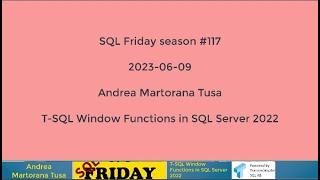 SQL Friday #117 - T-SQL Window Functions in SQL Server 2022