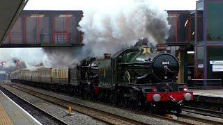 5043 Earl of Mount Edgcumbe + 7029 Clun Castle steam through Oxford 4/3/23