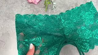 Emerald lace crotchless boyshorts (handmade)