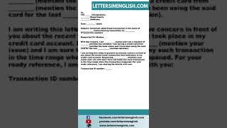 Complaint Letter Format for Credit Card