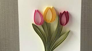 QllArt | How to draw tulips? | Quilling paper art | Рисуем тюльпаны в технике контурного квиллинга