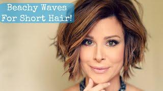 BEACH WAVES FOR SHORT HAIR TUTORIAL | How to curl your hair with a flat iron | Dominique Sachse