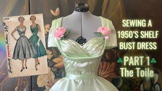 Sewing A Classic 1950s Shelf Bust Dress (Vintage Simplicity Pattern 4704) Part 1 #asmr