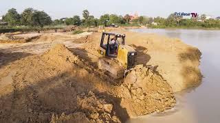 Top Technique Filling Soil Into Deep Pond By Mini Caterpillar Bulldozer Ft Komatsu Dozer With Dump,,