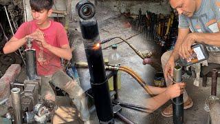 Rebuilding Heavy Duty Front Shock In Workshop | Repairing Shock Absorber | Refilling Oil Shock