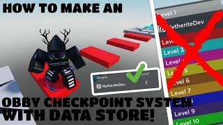 How to Make a Obby Checkpoint System With Data Store in Roblox Studio!