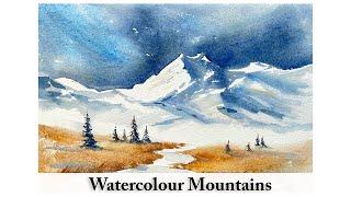 Painting a Snow Mountains in Watercolour | Alpine Landscape | Loose Expressive Watercolour Demo