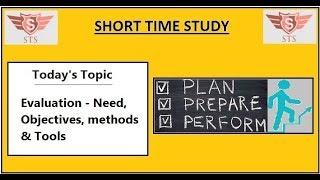 Evaluation - Need, Objective, Methods & Tools || Imp practise exercise