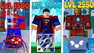 UPEI DO 1 AO 2550 MAS A CADA 100 LEVEIS EU VIRO UM HEROI ALEATORIO NO BLOX FRUITS!