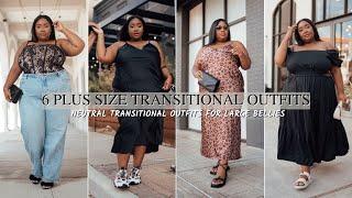 6 PLUS SIZE NEUTRAL TRANSITIONAL OUTFIT IDEAS FOR LARGE BELLIES | PLUS SIZE HAUL |  FROMHEADTOCURVE