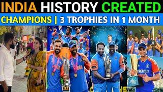 CHAMPIONS INDIA HISTORY CREATED I 3 TROPHIES IN 1 MONTH I PAKISTANI REACTION