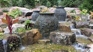 Custom Fountainscape Installation with boulder waterfalls