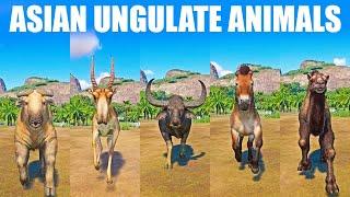 Asian Ungulate Animals Speed Race in Planet Zoo included Horse, Takin Buffalo, Camel, Saiga