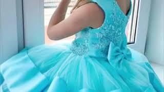 Нарядное пышное платье для девочки в цвете аквамарин