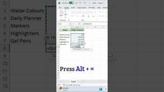 AutoSum in Excel | Shortcut to sum in Excel | Excel tips and tricks