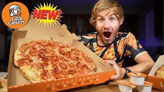 Eating Little Caesar's NEW 100 Pepperoni Pizza!