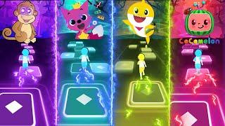 Pinkfong - Baby Shark - Monkey Dance -Cocomelon | Tiles Hop EDM Rush!