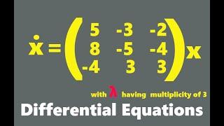 Defective matrix System of ODE - algebraic multiplicity 3 while geometric multiplicity of 2