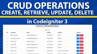 Add , View , Update , Delete  in Codeigniter 3 | HTML5 | MySql | Bootstrap 5