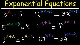 Solving Exponential Equations With Different Bases Using Logarithms - Algebra