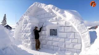 Man Builds Amazing Snow House in 5 Days | Start to Finish Build @TravelersTale