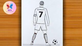 Beautiful Cristiano Ronaldo Pencil Sketch Drawing For Beginners | Football Player Sketch drawing