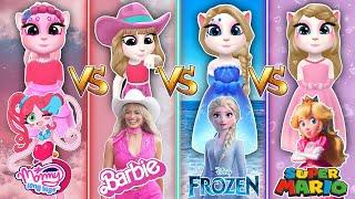 My talking angela 2 || Mommy long legs vS Barbie vS Elsa in Frozen vS princess Peach || cosplay