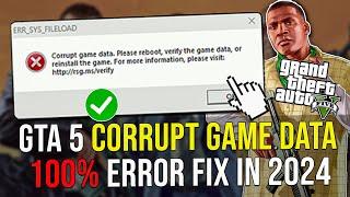 How To Fix GTA 5 Corrupt Game Data Error in 2024 | GTA V ERR_SYS_FILELOAD Error Fix | Error Fix