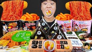 ASMR MUKBANG convenience store store, FIRE Noodle, HOT DOG, GIMBAP, Tteokbokki EATING SOUND !