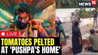 Pushpa 2 Stampede News Live | Tomatoes Thrown, Protest Outside Allu Arjun's Home Over Stampede Death