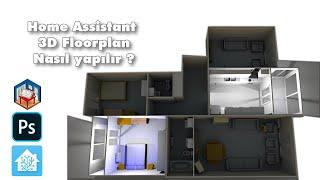 Home Assistant 3D Floorplan nasıl yapılır, 3D resim üzerinden ev kontrolü - Realistic 3D Floorplan