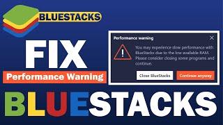 Fix Blue stacks Performance Warning|Error Message Low Performance Due to low RAM Blue Stacks