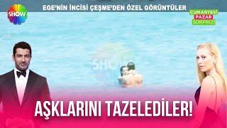 Sinem Kobal ve eşi Kenan İmirzalıoğlu Çeşme denizinde aşk yaşarken görüntülendi!