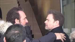 Quand Clovis CORNILLAC croise Jean DUJARDIN @ Paris le 8 février 2018 devant RTL rue Bayard