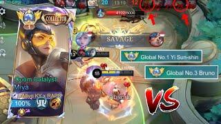 SAVAGE MIYA MELAWAN TOP GLOBAL 1 YSS & TOP  GLOBAL 3 BRUNO | TOP GLOBAL 1 MIYA - MOBILE LEGENDS