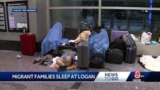 Massachusetts migrant families sleeping at Logan