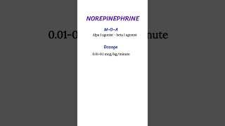 Norepinephrine | MOA | Dosage