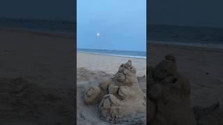 A Birthday Teddy Bear Sand Sculpture Beneath the September Sun and Full Moon #shorts