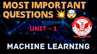 Machine Learning Unit 1 #rgpv  Most Important Questions 