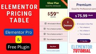 Elementor Pricing Table Widget | Elementor Price Table | Pro & Free plugin Tutorial