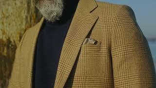 Bespoke tweed jacket with navy blue Submariner jumper