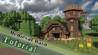 Minecraft Tutorial: How to Build A Medieval Barn/Stables!