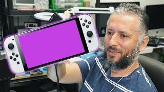 Modded Nintendo Switch OLED Black Screen Repair. The Result is Purple.