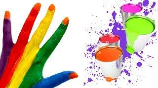 Learn Colors with Hand Painting and Many Play Doh Surprise Eggs Unboxing Toys