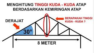 cara menghitung TINGGI KUDA KUDA ATAP  dengan kemiringan 30 derajat