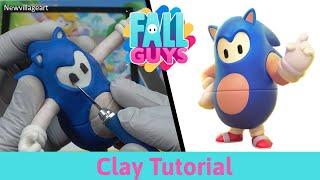 How to Make FALL GUYS Sonic Skin with Polymer Clay #fallguys #sonic #clayart