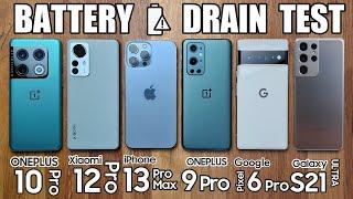 OnePlus 10 Pro vs Xiaomi 12 Pro / iPhone 13 Pro Max / S21 Ultra / Pixel 6 - BATTERY DRAIN TEST!